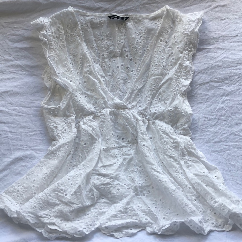 SHEIN Lace Eyelet Blouse